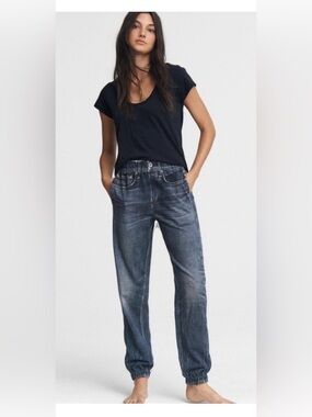 Rag & Bone Miramar Sweatpant Jeans XXS Blue 100% Cotton Denim Print Jogger Pants